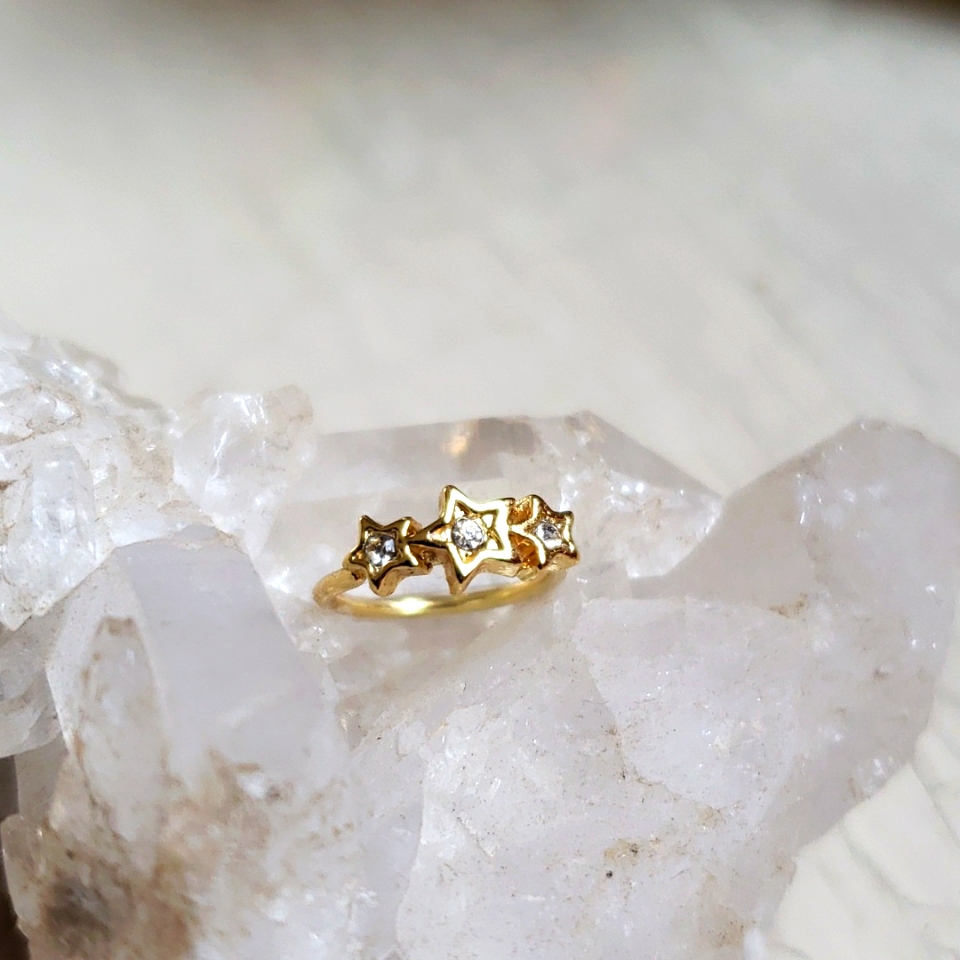Body Candy Gold And Crystal Stars Nose Ring